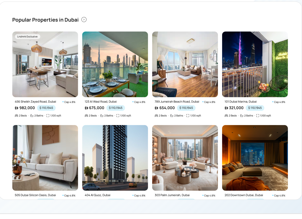 Curated listings; secondary, off-plan & commercial